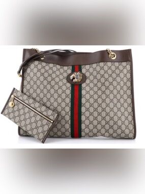 Real authenticated Gucci Raja Chain Tote GG Coated Canvas Large